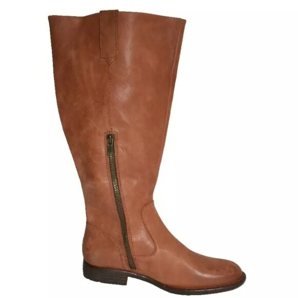 New BORN Shaunie Cognac Leather Knee High Boots Wide Calf WC 7 M Br0040857 DD447 - Picture 4 of 7